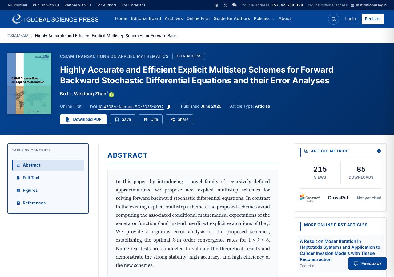 Article landing page with title, authors with ORCID, DOI, download, save, cite and share actions, abstract and metrics
